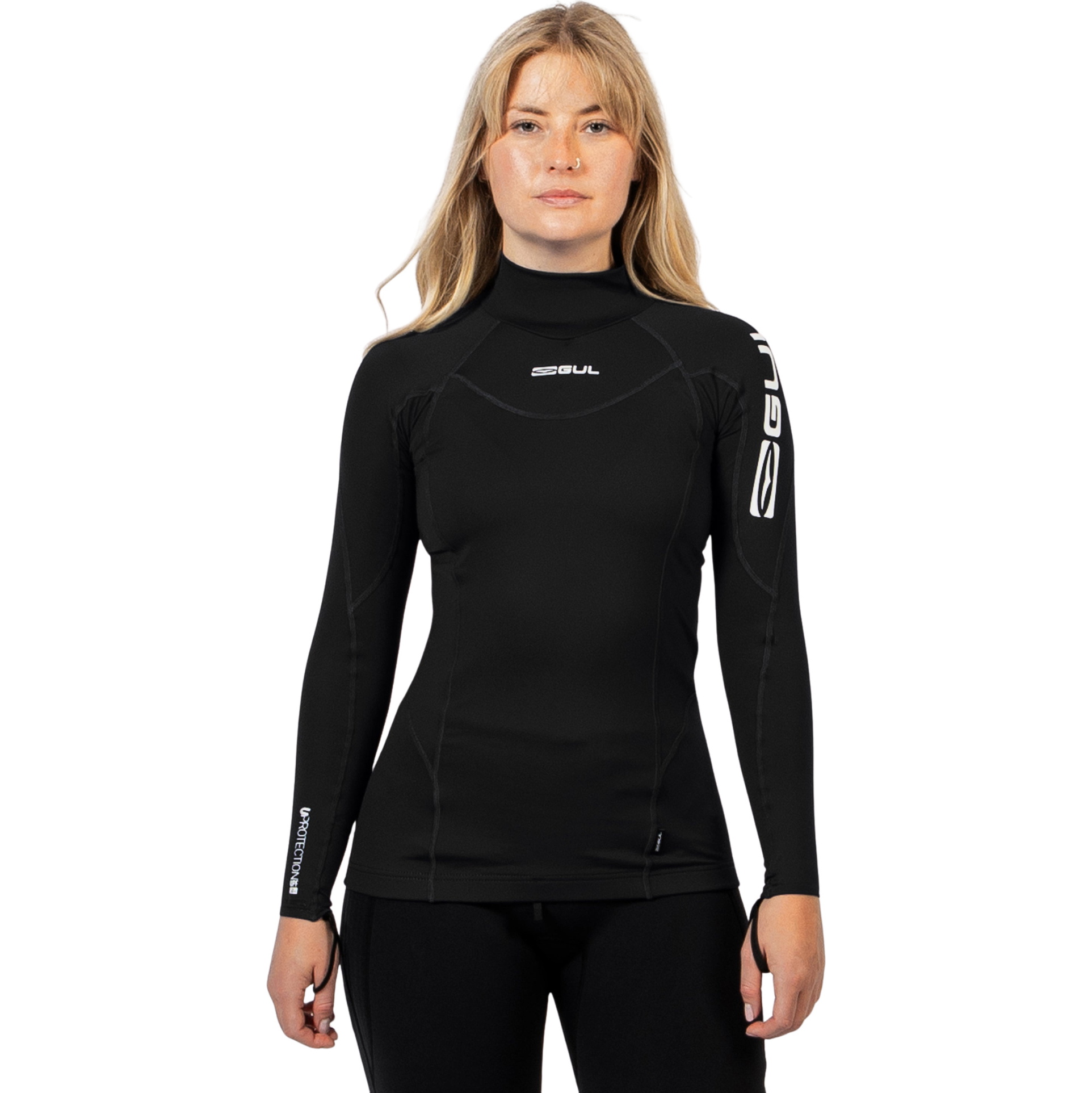 2026 Gul Womens UV Protection Long Sleeve Rash Vest RG0331-BKBK - Black